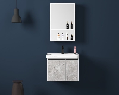 NO133-50 Bộ tủ lavabo toillet nhỏ hợp kim nhôm vân đá size 500mm