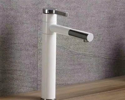 NO80012T30 - Vòi lavabo nóng lạnh sơn tĩnh điện trắng Size 30cm